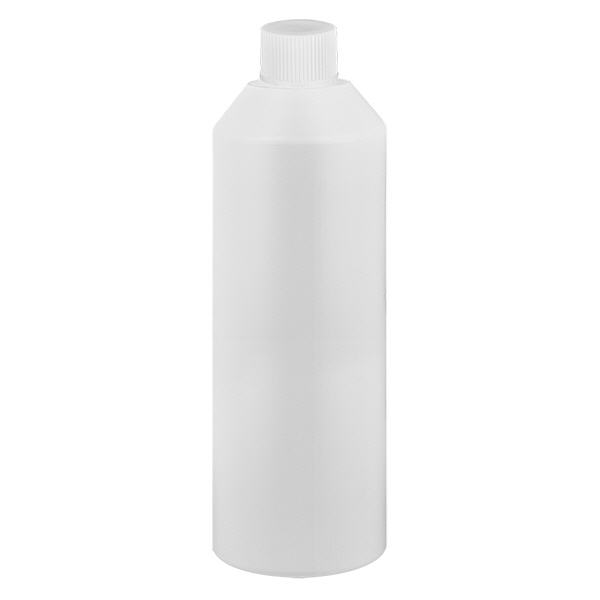 Flacon de pharmacie HDPE 250ml blanc avec bouchon vissable blanc