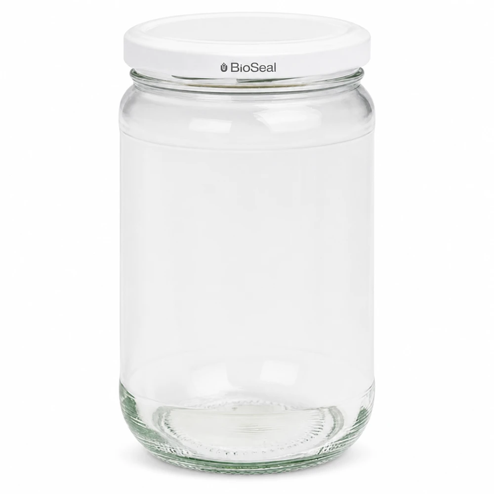 305ml Verre rond avec couvercle BioSeal blanc UNiTWIST UNiTWIST Runda305 bocal avec couvercle blanc TO63 BioSeal - bocal en verre vide pour conservation