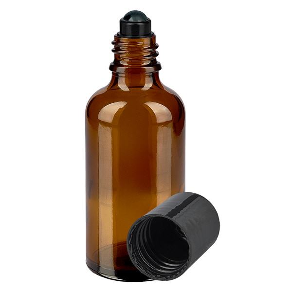 Flacon de déodorant en verre ambré 50 ml, déo à bille vide Flacon de déodorant en verre ambré 50 ml, déo à bille vide