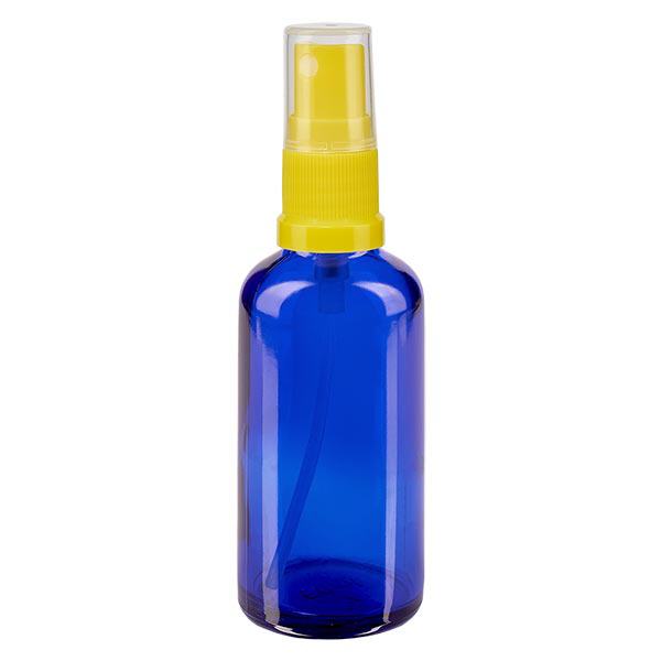 Flacon de pharmacie bleu 50ml embout spray jaune