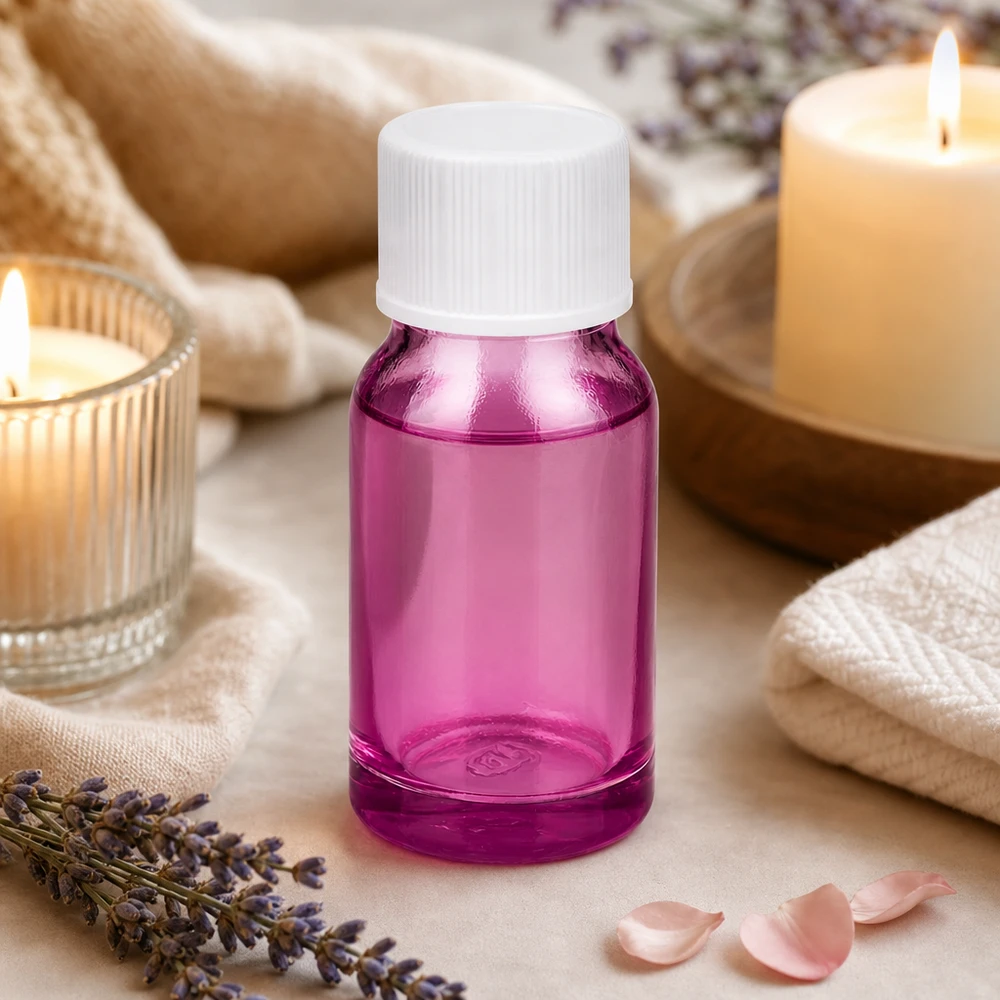Bouteille 10ml 11mm bouchon à vis blanc standard PurpleLine UT18/10 Bouteille en verre PurpleLine de 10 ml avec bouchon blanc, parfaite pour les produits de soin de la peau en format de voyage