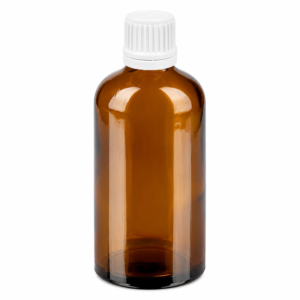 Flacon 100ml 11mm SV blanc OV BrownLine UT18/100 Bouteille en verre ronde 100ml dans les tons de brun idéale pour les huiles essentielles et les teintures