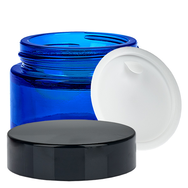 Pot en verre 30ml bleu avec couvercle à insérer UNiTWIST