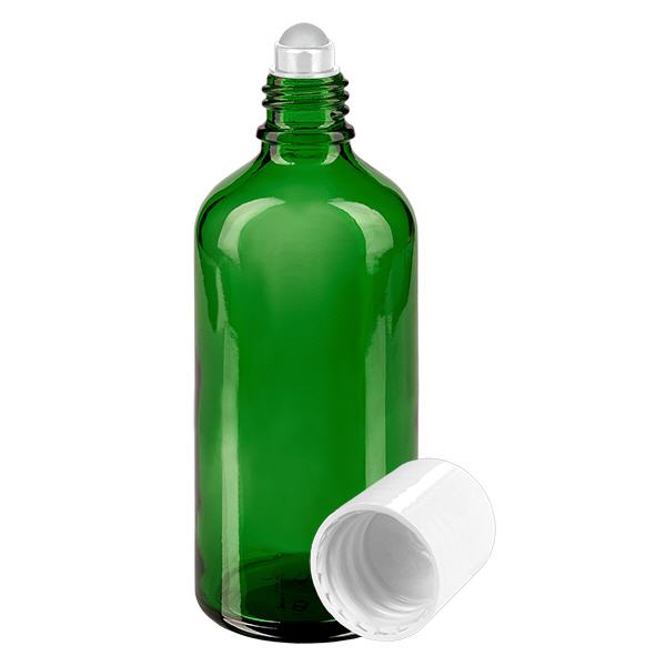 Flacon de pharmacie vert 100ml Roll-On bouchon blanc