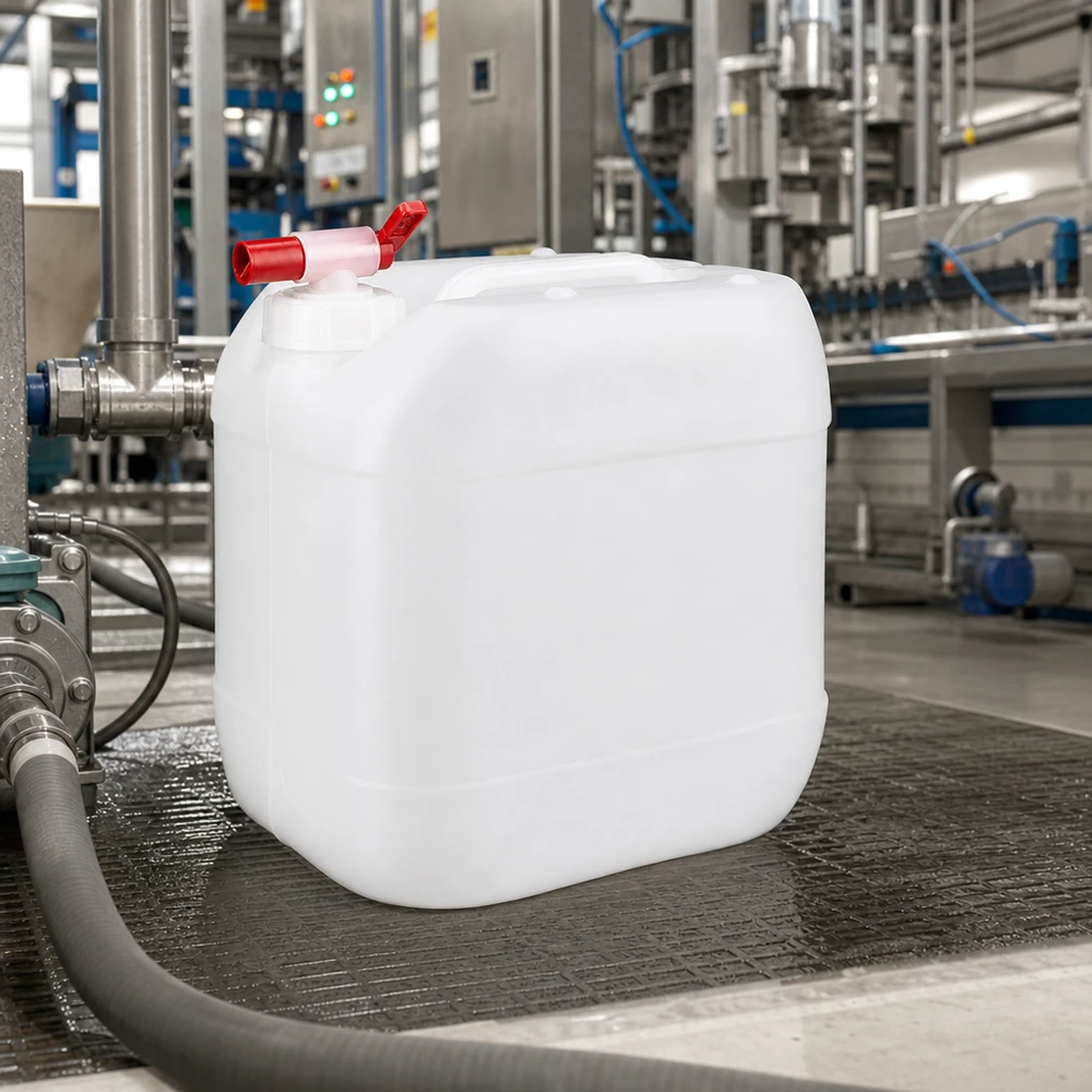 Bidon en plastique de 15 L, adapté au contact alimentaire, avec robinet de vidange, destiné à un usage professionnel