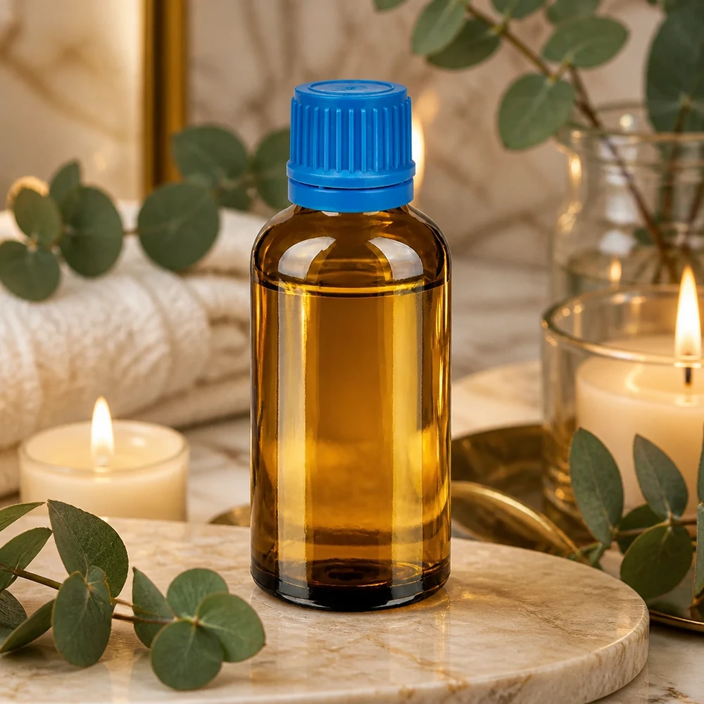 Flacon 50ml 11mm SV bleu OV BrownLine UT18/50 Flacon pratique en verre brun de 50 ml avec un filetage fixe pour une conservation sûre des extraits.