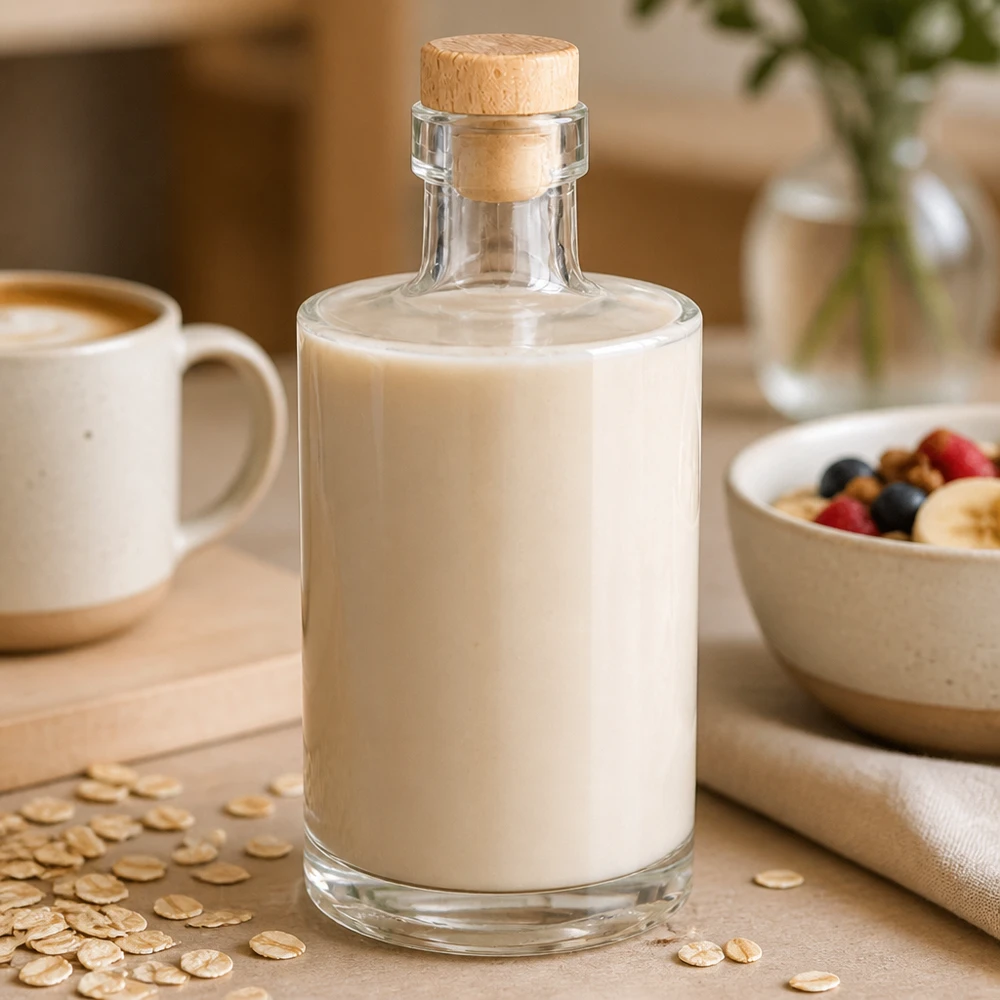 Bouteille en verre 350 ml « Galileo » avec bouchon en bois UNiTWIST®