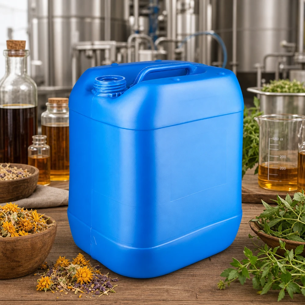 Bidon 20 litres bleu sans bouchon Récipient léger de 20 L, bleu, sans couvercle, destiné aux huiles et aux extraits