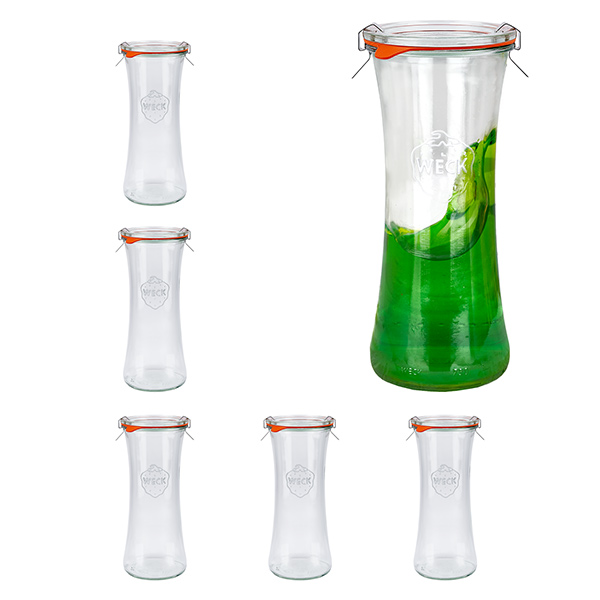 Lot de 6 bocaux Weck de 700 ml en verre d'épicerie fine avec couvercles en verre