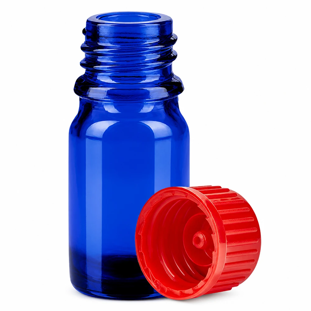 Flacon de 5ml 11mm SV rouge STD BlueLine UT18/5 Flacon de 5ml de haute qualité en verre bleu cobalt avec protection UV et bouchon à vis rouge