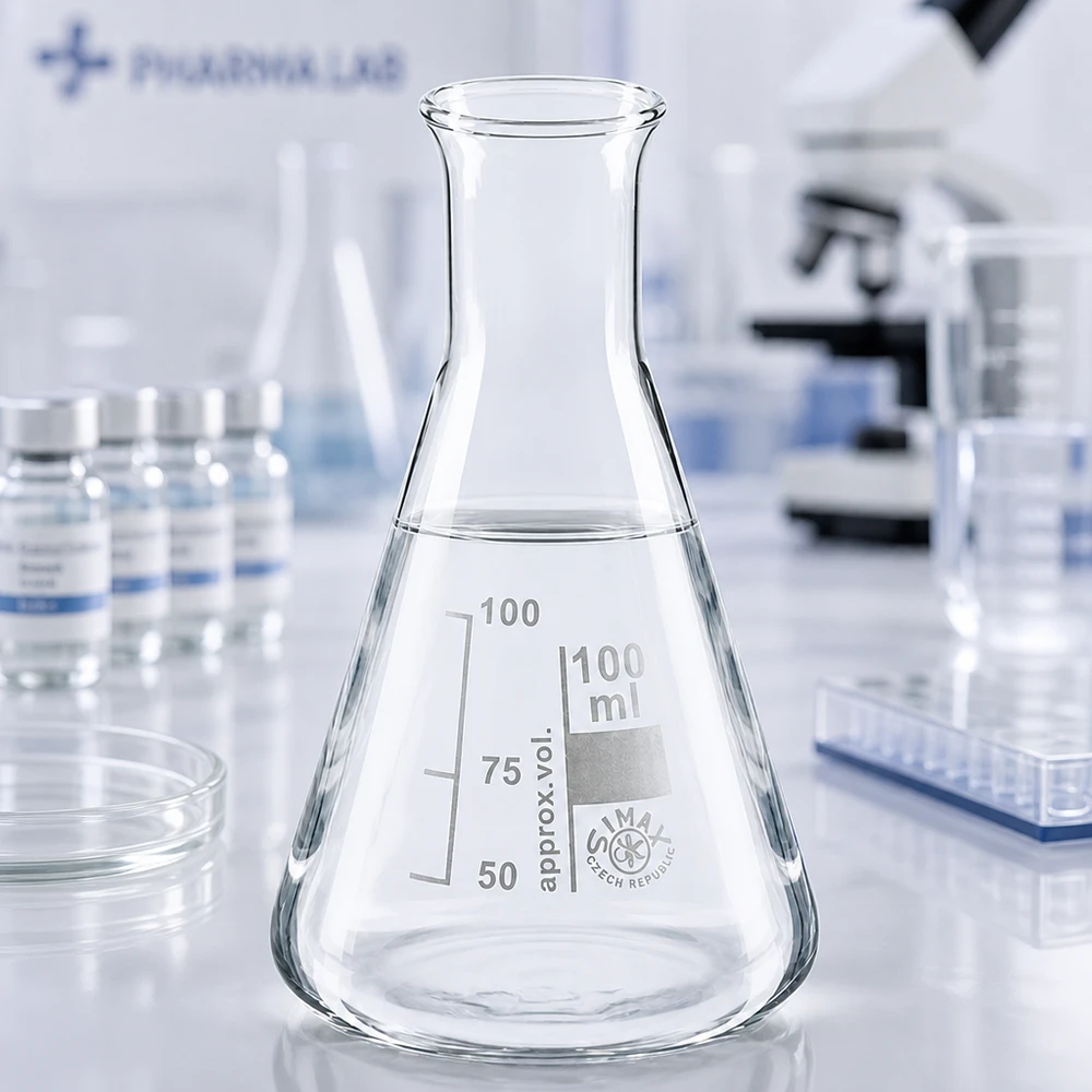 Erlenmeyer 100ml col étroit, verre borosilicate Erlenmeyer professionnel 100ml col étroit en verre de laboratoire pour le titrage et la synthèse