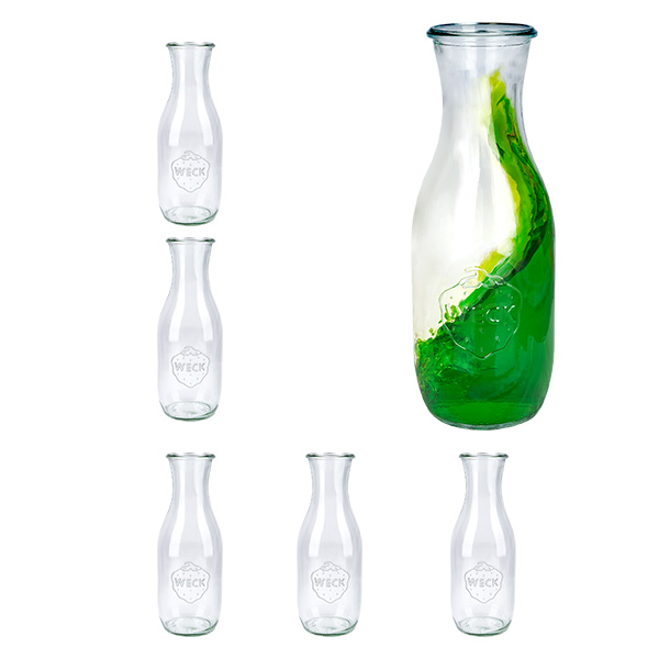 Lot de 6 verres Weck 1062ml bouteille de jus de fruits Lot de 6 verres Weck 1062ml bouteille de jus de fruits