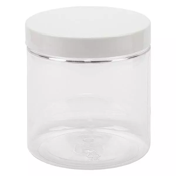 Pot à vis en PET clair 250 ml avec couvercle blanc