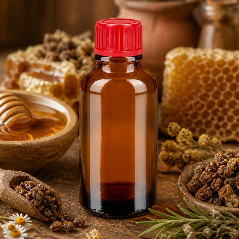 Flacon de 30ml 11mm SV rouge STD BrownLine UT18/30 Bouteille polyvalente de 30 ml en verre brun, idéale pour les teintures, les extraits et les remèdes homéopathiques.
