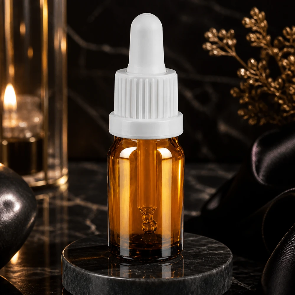 Flacon à pipette 5ml blanc OV BrownLine UT18/5 Petit flacon à pipette de 5 ml en verre brun élégant avec bouchon compte-gouttes pratique