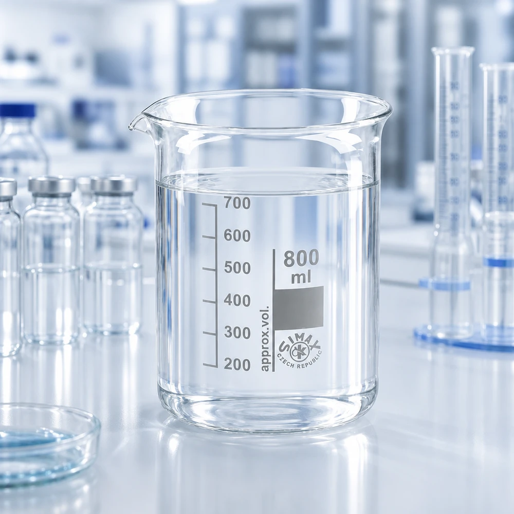 Bécher 800ml en verre borosilicate résistant à la chaleur (forme basse) Bécher de laboratoire professionnel 800ml au design bas en verre borosilicaté résistant aux produits chimiques