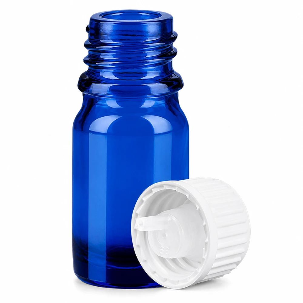 Flacon compte-goutte 5ml 0.9mm blanc STD BlueLine UT18/5 Flacon compte-gouttes compact de 5ml en bleu cobalt pour les applications d'aromathérapie UT18/5