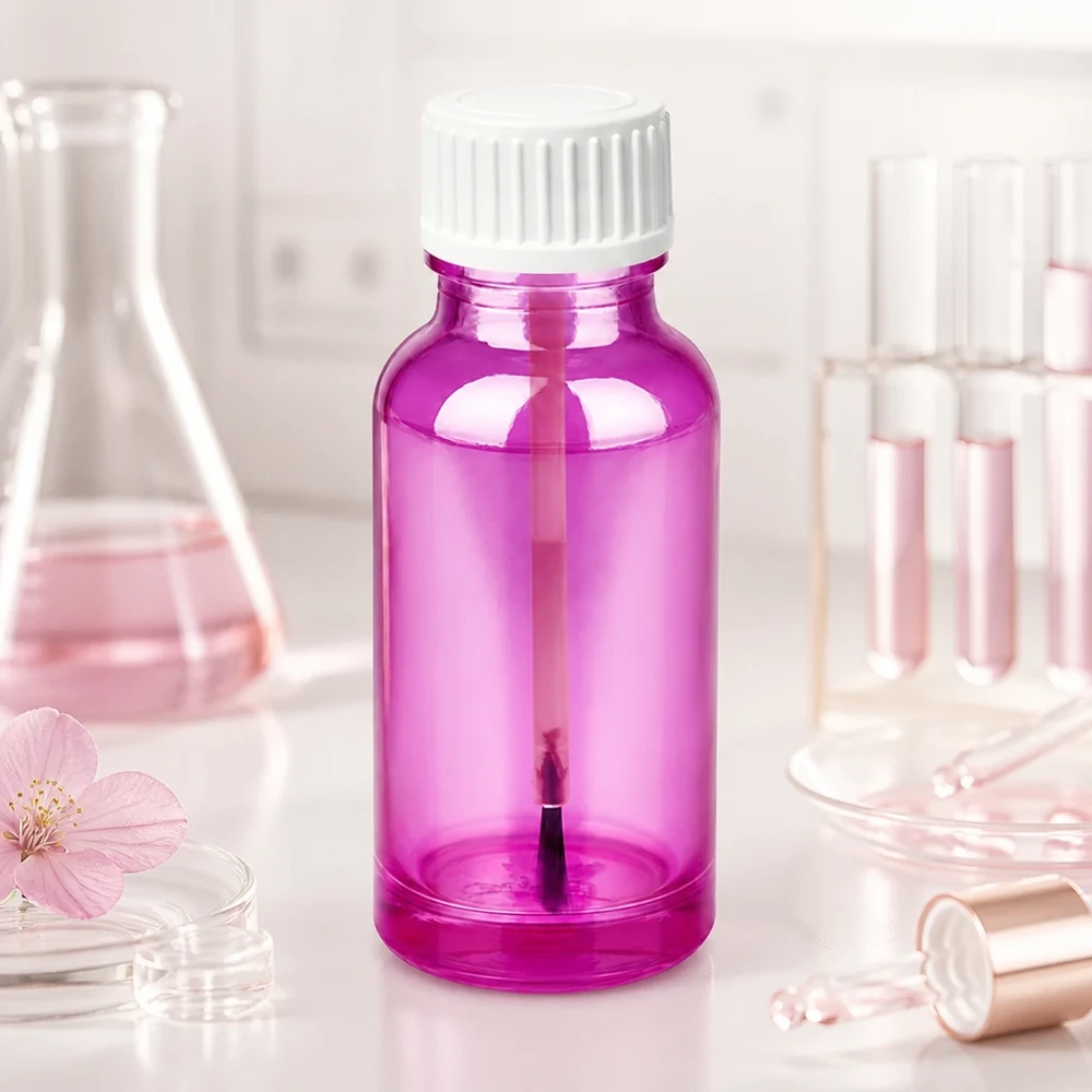 Bouteille en verre compacte de 20 ml avec embout pinceau pour les applications cosmétiques professionnelles