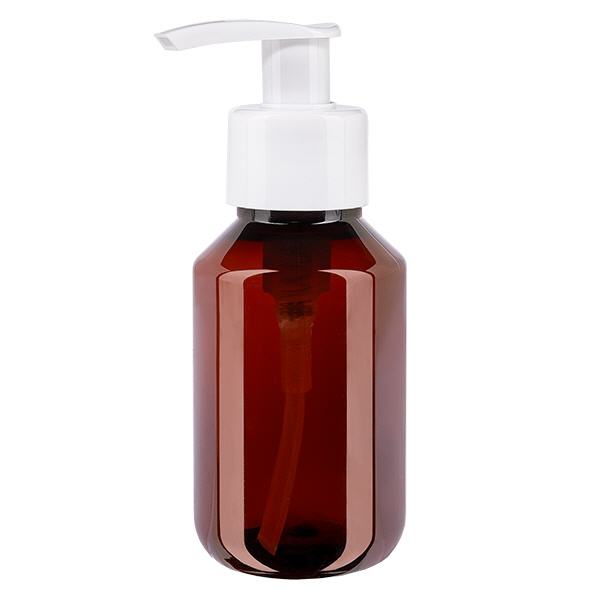 Bouteille PET 100ml avec pompe distributrice blanche