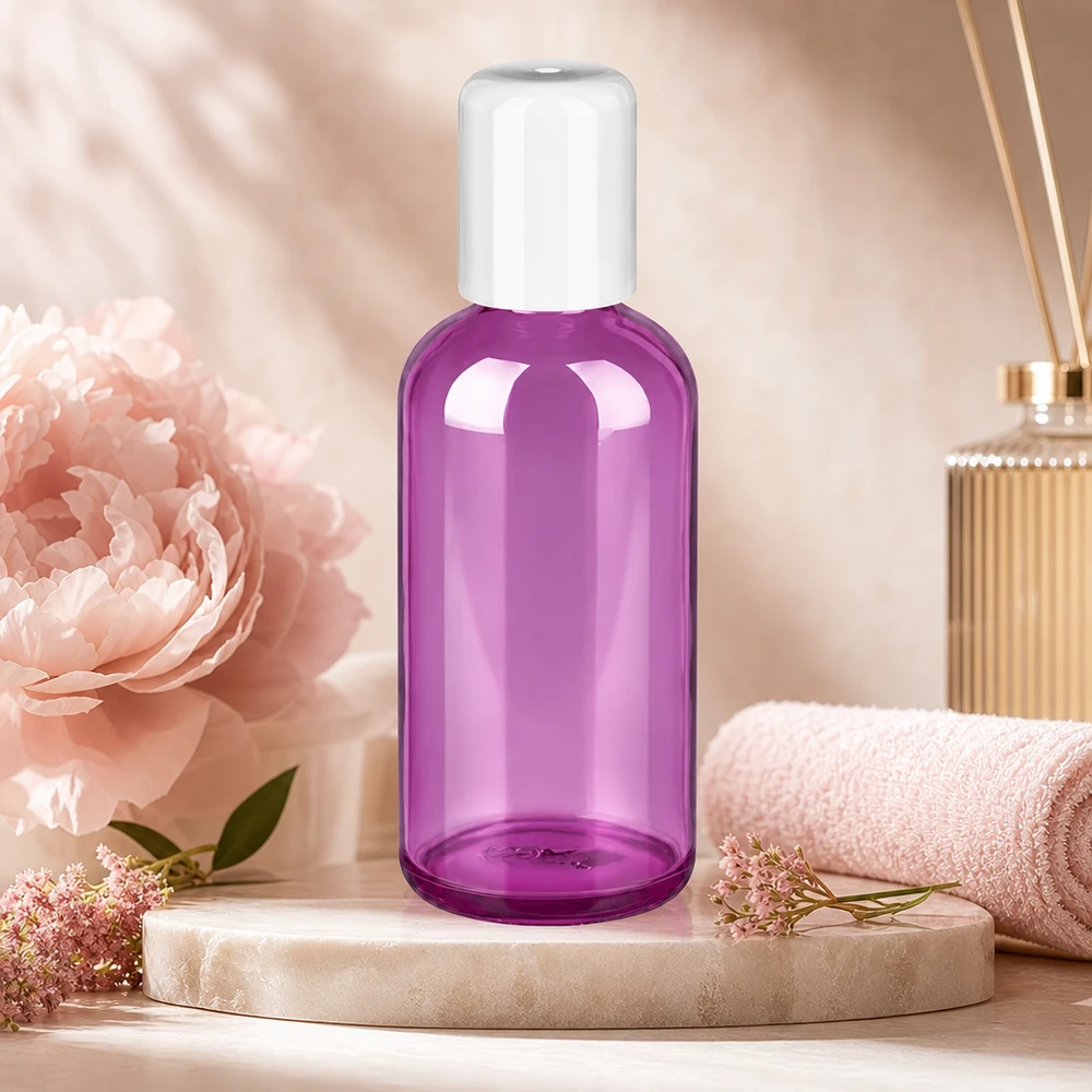 Flacon roll-on 100ml blanc standard PurpleLine UT18/100 Flacon roll-on durable de 100 ml en verre de qualité supérieure dans un look violet tendance pour le quotidien