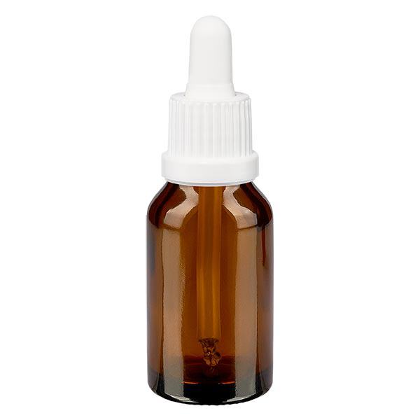 Flacon brun 30 ml + pipette blanche à système d'inviolabilité Flacon brun 30 ml + pipette blanche à système d'inviolabilité