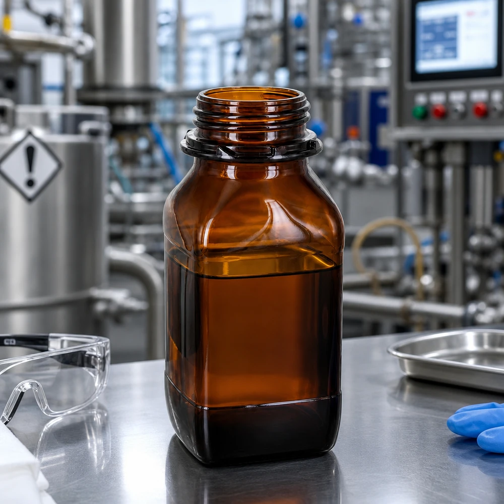 Bouteille de conservation en verre ambré de 500 ml - Une protection fiable pour vos substances précieuses Flacon de laboratoire carré de 500 ml en verre brun avec un filetage pratique pour une fermeture sûre