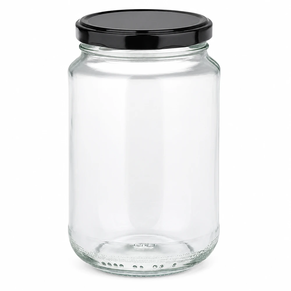 375ml Verre rond avec couvercle BasicSeal noir UNiTWIST