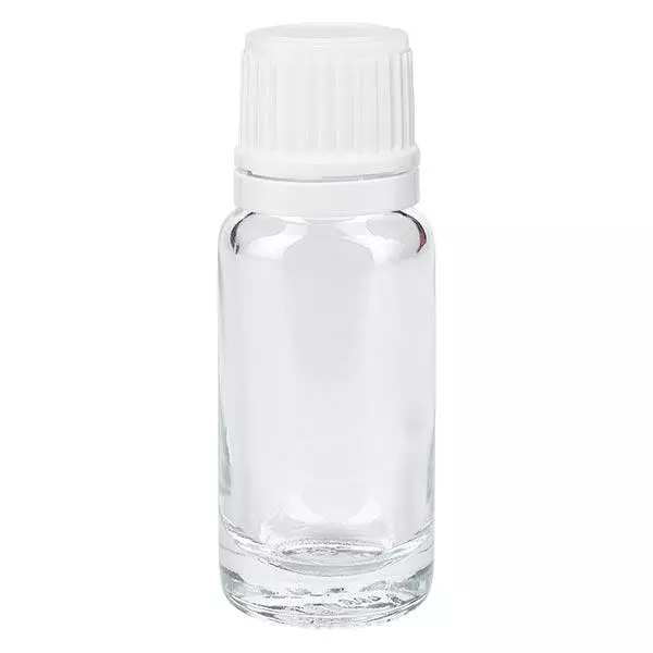 Flacon de pharmacie clair 10ml bouchon vissable blanc bouchon inviolabilité Flacon de pharmacie clair 10ml bouchon vissable blanc bouchon inviolabilité