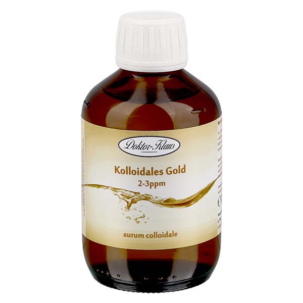 200 ml d'or colloïdal Docteur-Klaus, 2-3ppm, flacon en verre brun avec bouchon d'inviolabilité