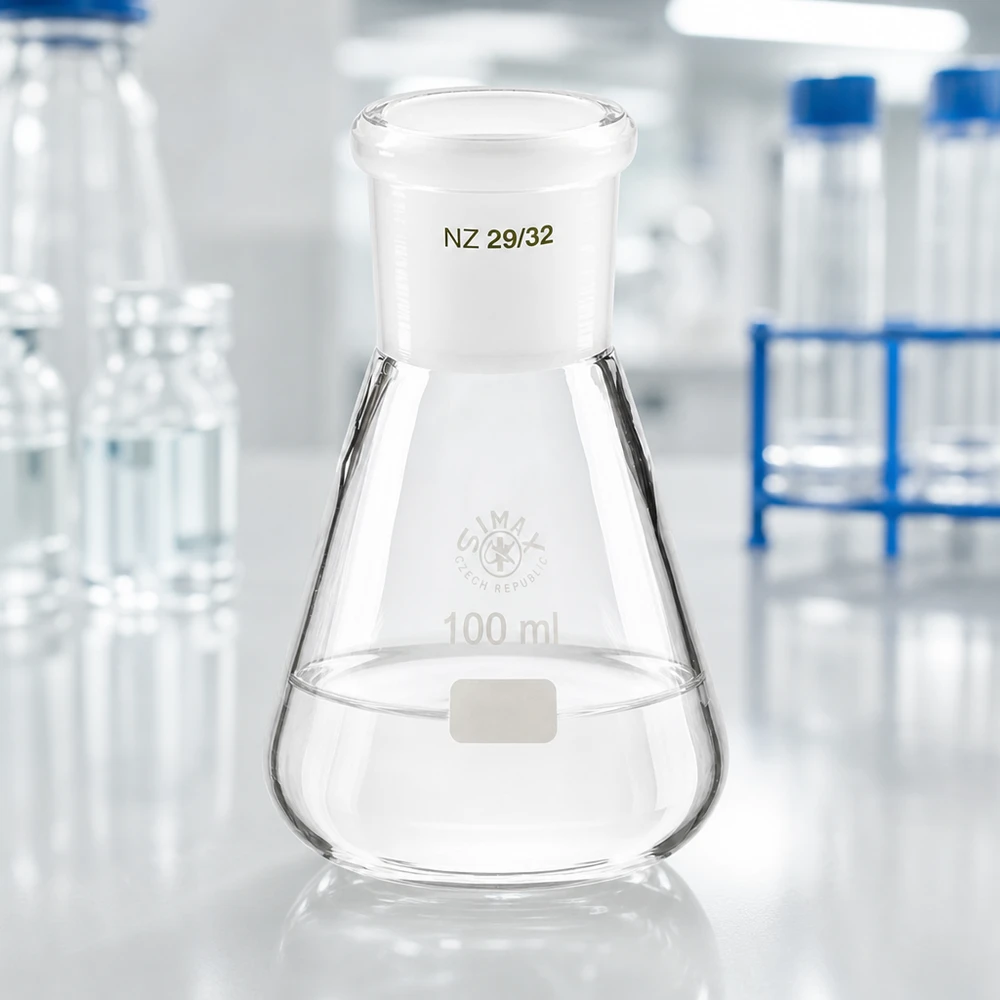 Erlenmeyer 100 ml col large, verre borosilicate avec rodage normalisé 29/32