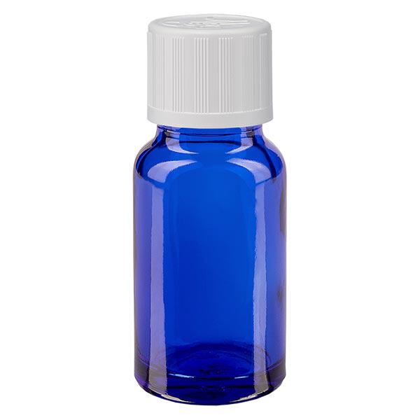 Flacon à usage pharmaceutique bleu 10ml bouchon compte-gouttes blanc séc. enf. 0.8mm Flacon à usage pharmaceutique bleu 10ml bouchon compte-gouttes blanc séc. enf. 0.8mm