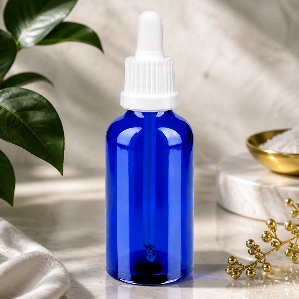 Flacon à pipette 50ml blanc OV BlueLine UT18/50 Flacon compte-gouttes professionnel 50ml OV BlueLine UT18/50 avec bouchon de sécurité enfant
