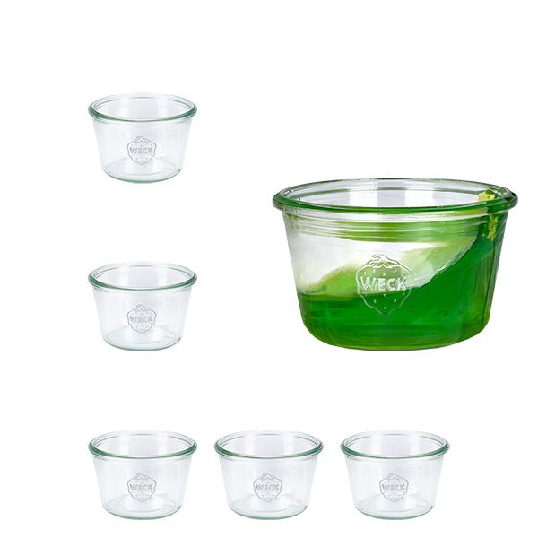 Lot de 6 pots Weck 370ml verres renversés Lot de 6 pots Weck 370ml verres renversés