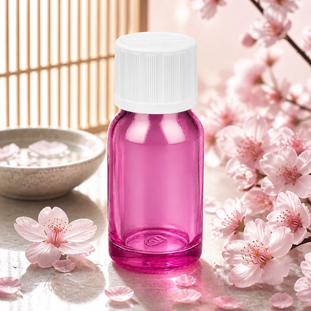Bouteille 10ml 11mm bouchon à vis blanc standard sécurité enfants PurpleLine UT18/10 Flacon de 10 ml de haute qualité en rose-violet avec protection UV pour les substances actives sensibles à la lumière