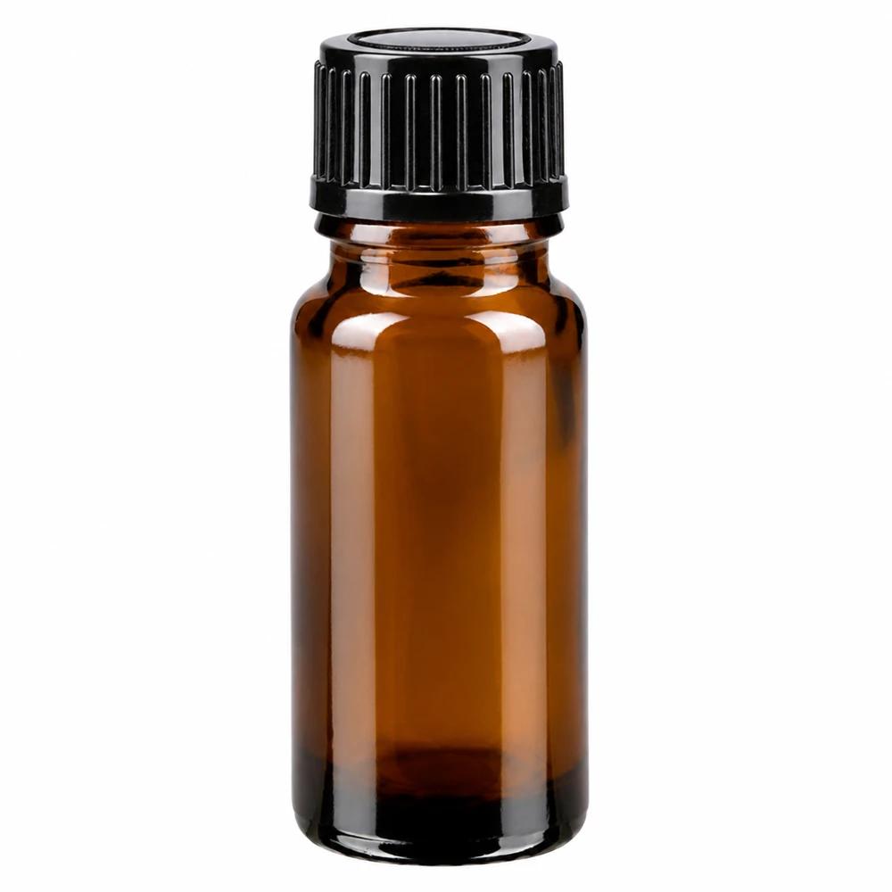Petite bouteille en verre brun de 10 ml avec bouchon à vis noir à l'épreuve des enfants, ApoGlas