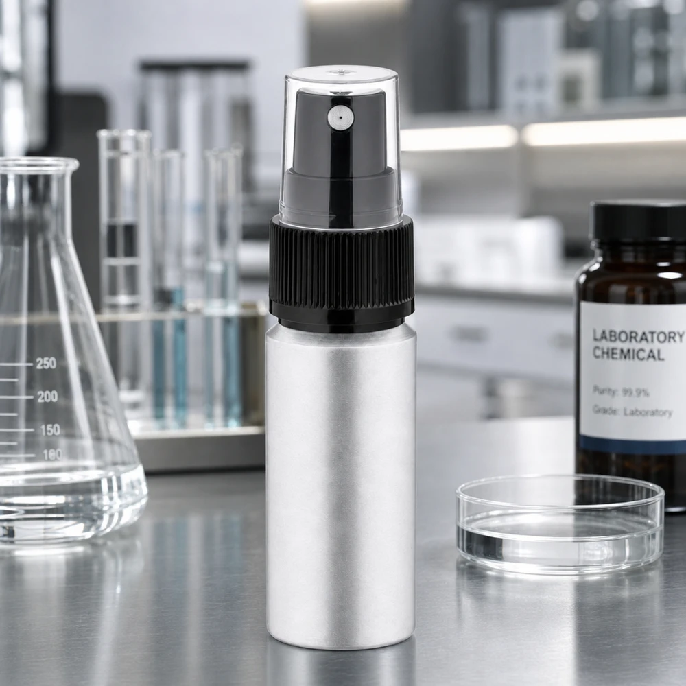 Bouteille en aluminium teinté 20 ml, avec vaporisateur à pompe noir Bouteille robuste de 20 ml en aluminium décapé avec tête de pulvérisation longue durée pour une utilisation quotidienne