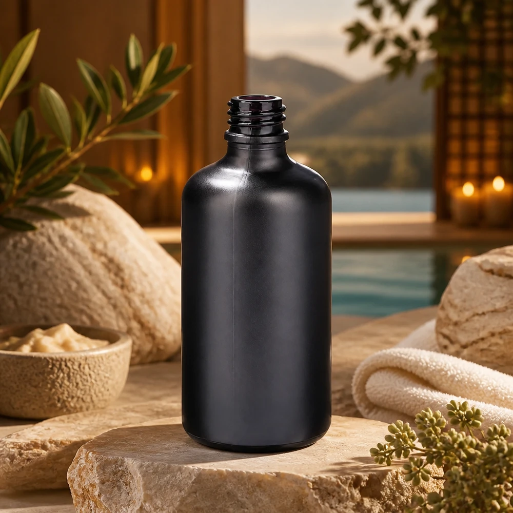 Flacon à pharmacie de 100ml BlackLine UT18/100 UNiTWIST Bouteille de pharmacie de 100ml BlackLine UT18/100 UNiTWIST parfaite pour les huiles essentielles et l'aromathérapie