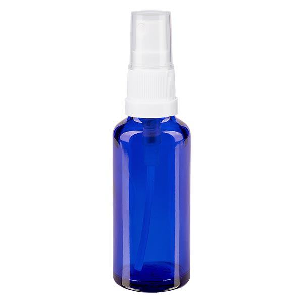 Flacon de pharmacie bleu 30ml embout spray blanc