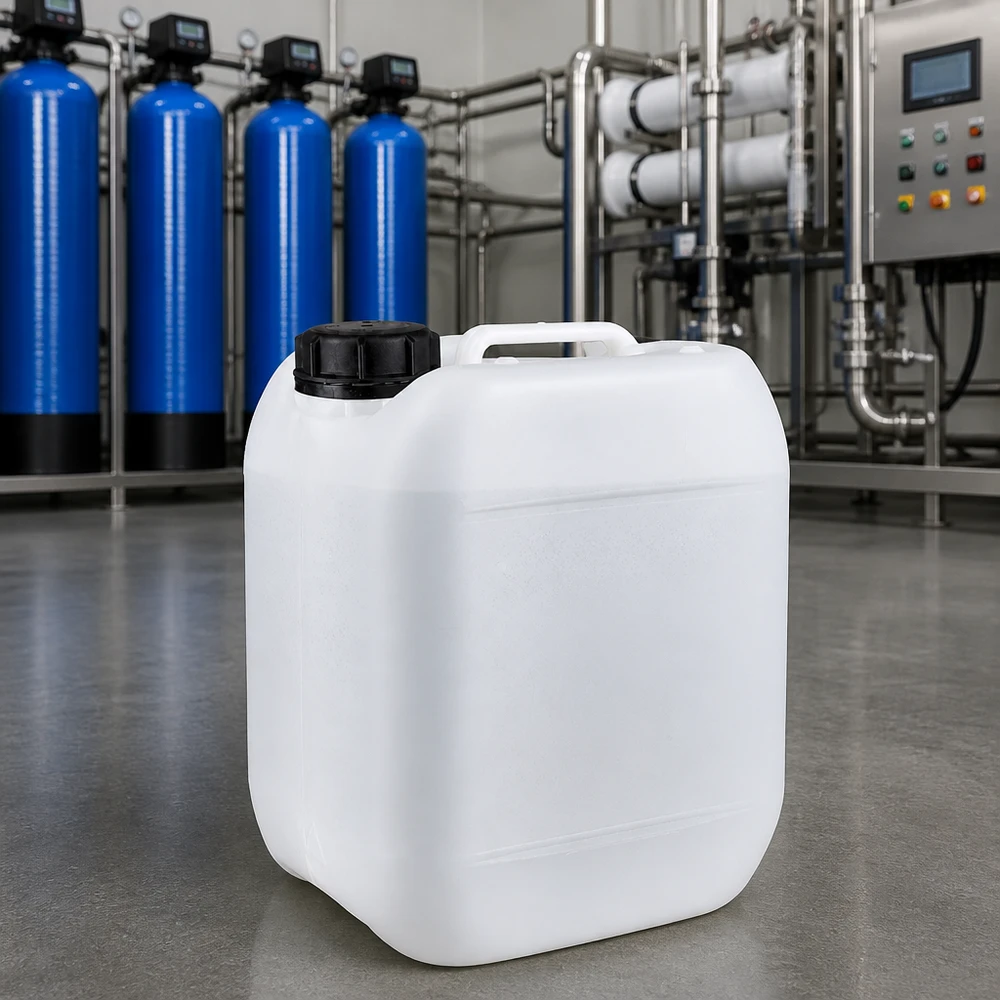 Jerrican de 5 litres avec bouchon à vis Bidon empilable de 5 litres en PEHD avec couvercle noir, destiné aux produits chimiques et aux produits d'entretien
