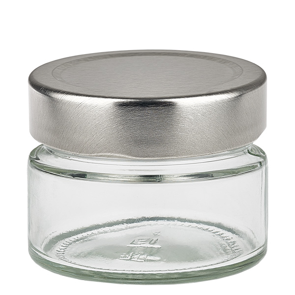 130ml Verre rond avec couvercle BasicSeal argent UNiTWIST