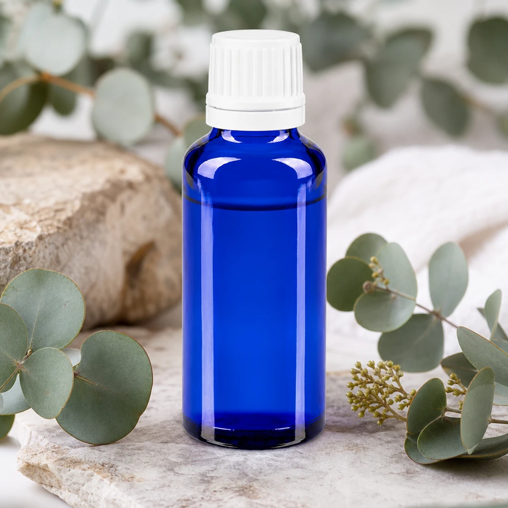 Flacon à pharmacie bleu 30ml bouchon compte-gouttes 1.2mm blanc bouchon inviolabilité Petit flacon de pharmacie bleu de 30 ml avec embout doseur de 0,7 mm pour un dosage précis des gouttes