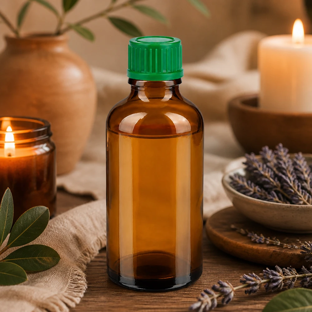 Flacon 50ml 11mm SV vert STD BrownLine UT18/50 Bouteille en verre de 50 ml de haute qualité en marron avec bouchon SV vert pour les teintures