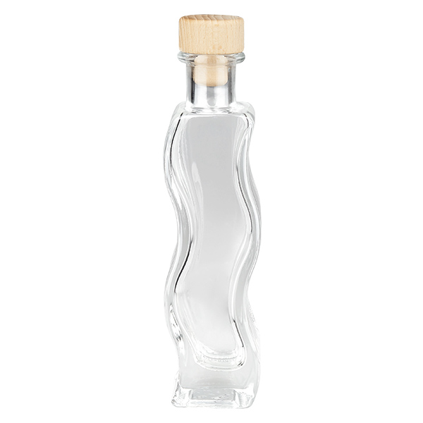 Flacon en verre « Melissa » 100 ml avec bouchon en bois UNiTWIST®