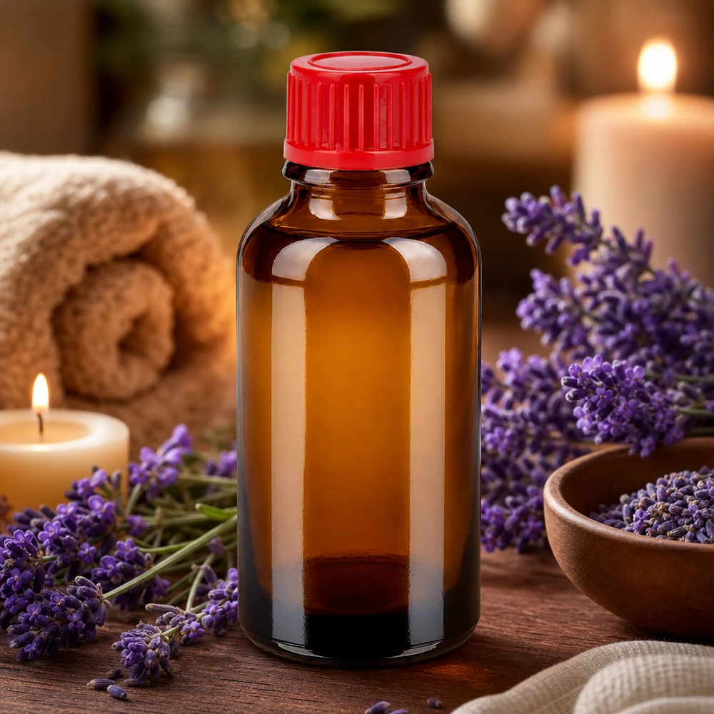 Flacon de 30ml 11mm SV rouge STD BrownLine UT18/30 Bouteille pratique de 30 ml en verre foncé, parfaite pour les mélanges DIY et les essences.