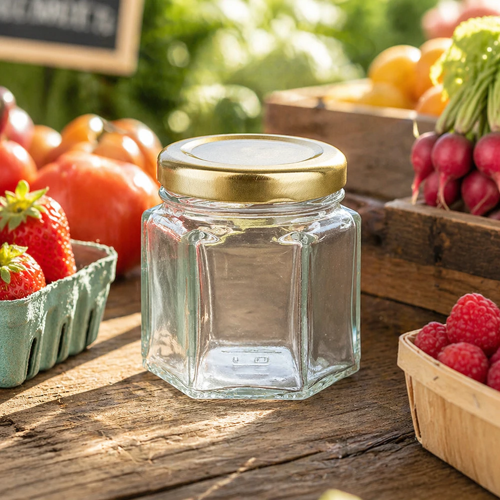 47ml Verre hexagonal avec couvercle BasicSeal or UNiTWIST 47ml Verre hexagonal avec couvercle BasicSeal or UNiTWIST