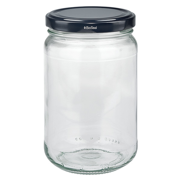 305ml Verre rond avec couvercle BioSeal noir UNiTWIST