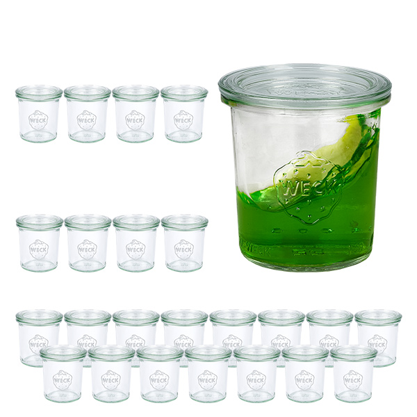 Lot de 24 bocaux Weck de 140 ml avec 24 couvercles en verre