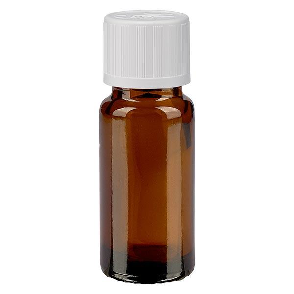 Flacon de pharmacie brun 10ml bouchon vissable blanc sécurité enfant Flacon de pharmacie brun 10ml bouchon vissable blanc sécurité enfant