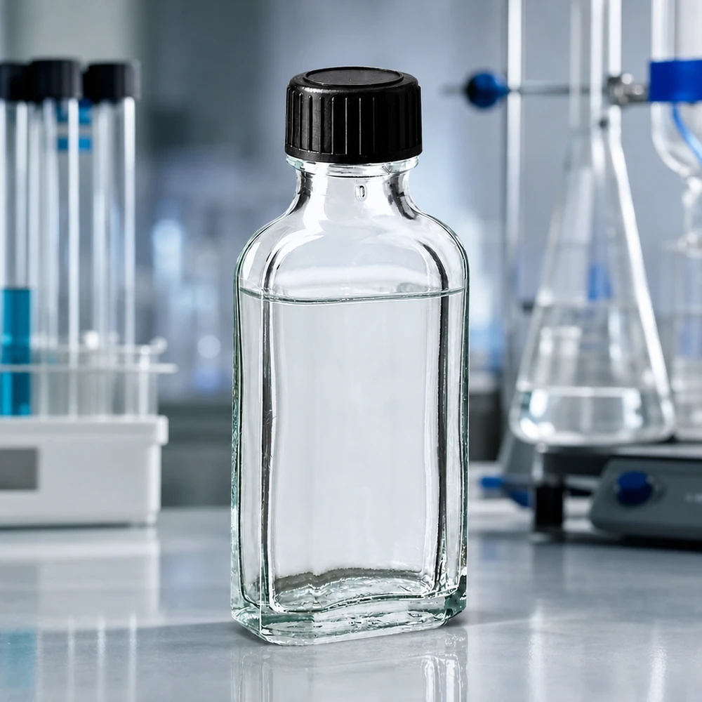 Bouteille en verre carrée transparente et vide de 50 ml, de type « Meplat », avec bouchon à vis étanche