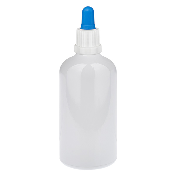 Flacon pipette 100 ml blanc/bleu, bouchon inviolable WhiteLine UT18/100 Flacon pipette 100 ml blanc/bleu, bouchon inviolable WhiteLine UT18/100